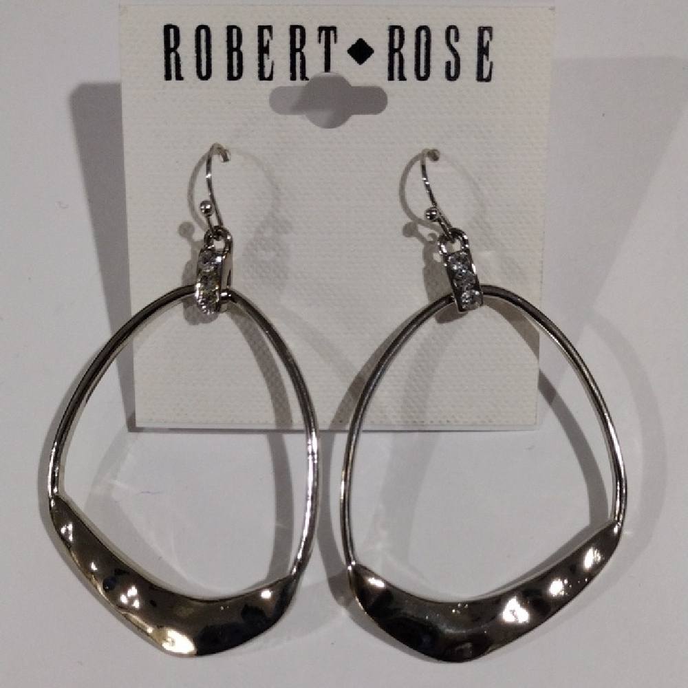 Robert Rose Silver tone Hoop Crystal Drop Earrings - Women's Fashion Jewelry - Picture 3 of 10